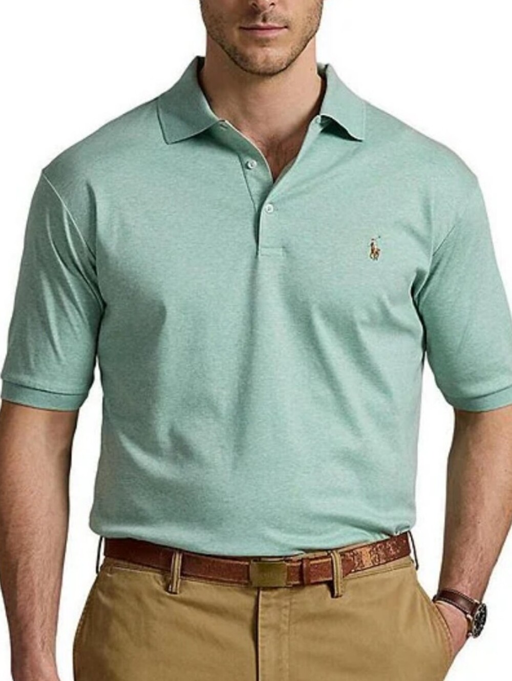 Polo Ralph Lauren- Men's Heathered Mint Green Short-Sleeve Classic Polo XXL